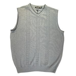 Cypress Links Golf Sweater Vest Mens L Light Blue Cotton V Neck Cable Knit